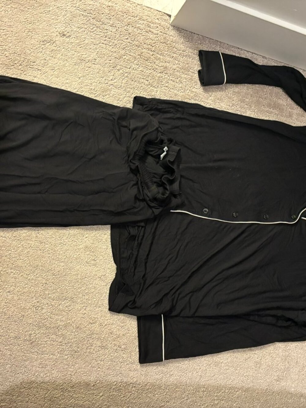 Nordstrom Moonlight Pajama Set Black White Piping Size M